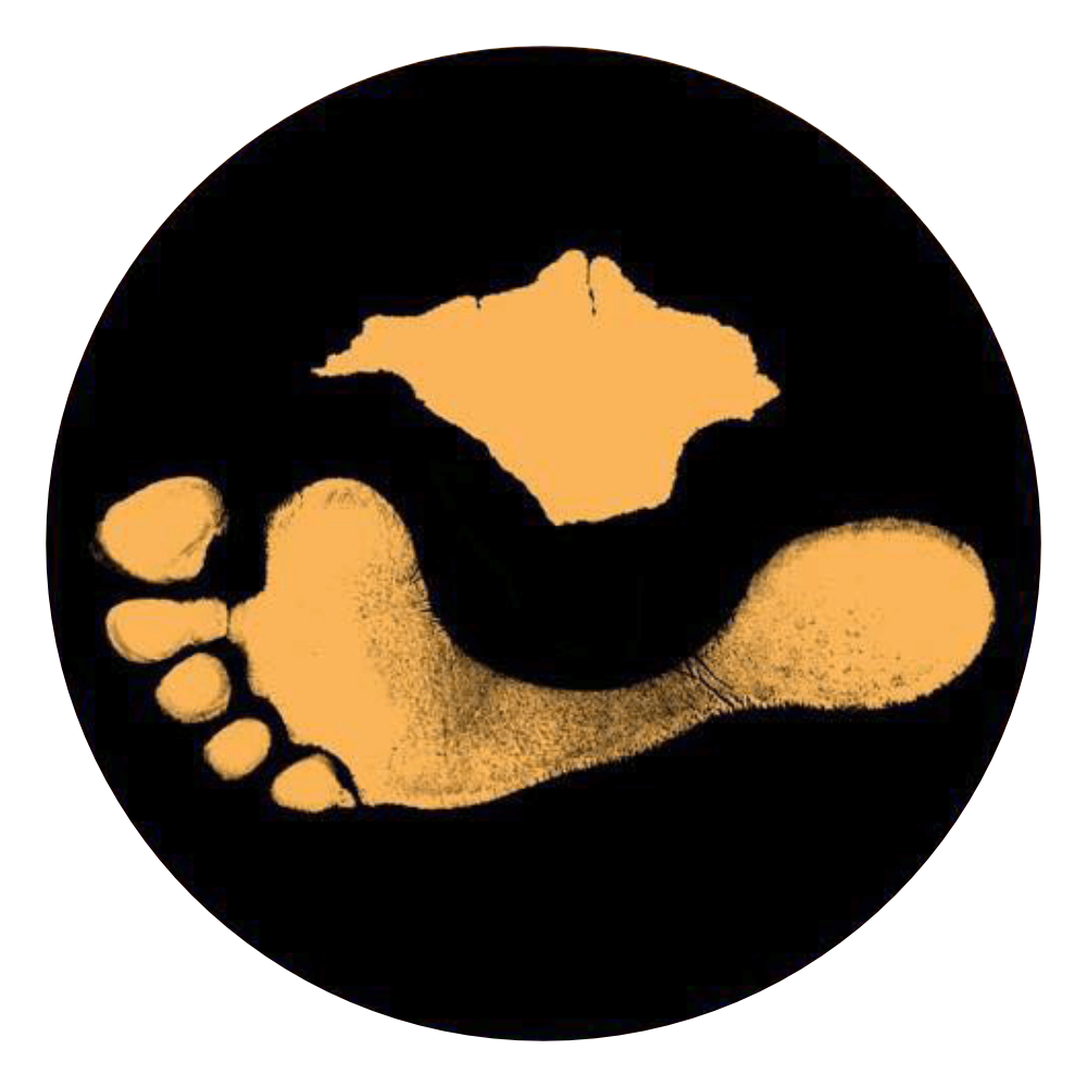 Logo of the Footprint Trust showing a barefoot footprint under the Isle of Wight
